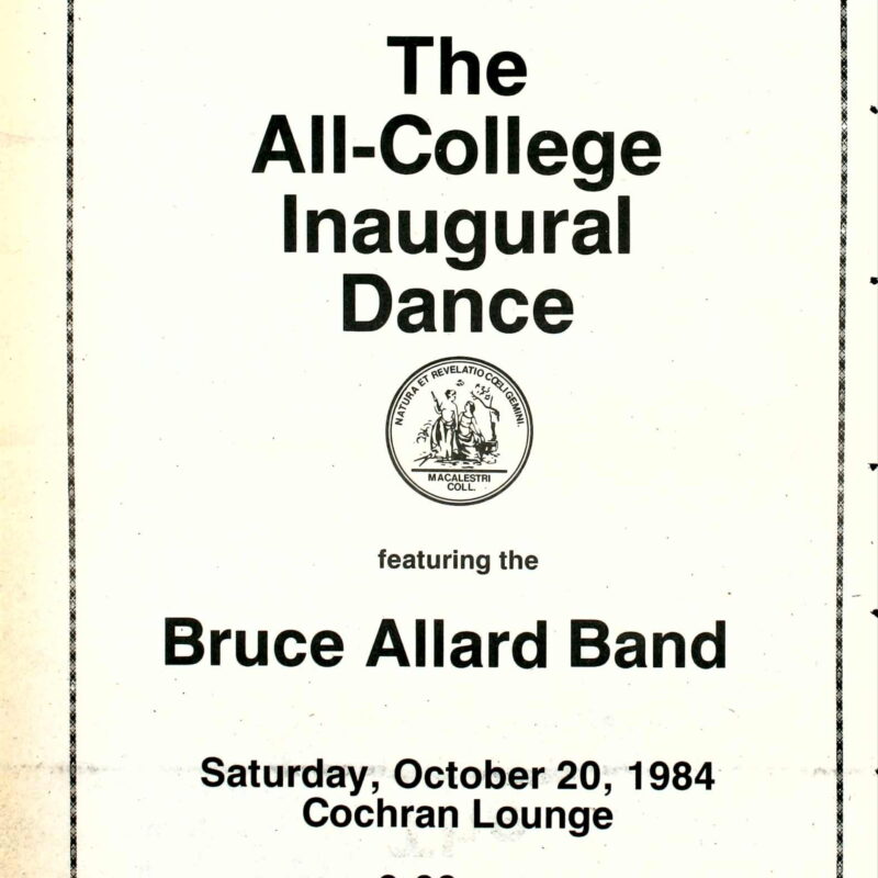 All-College Inaugural Dance ad 1984 (Mac Weekly October 19, 1984)